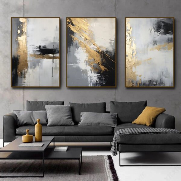 Abstract Modern Black Gold blue texture Minimalist Style Art Posters Canvas Painting Wall Prints Picture Living Room Home Decor