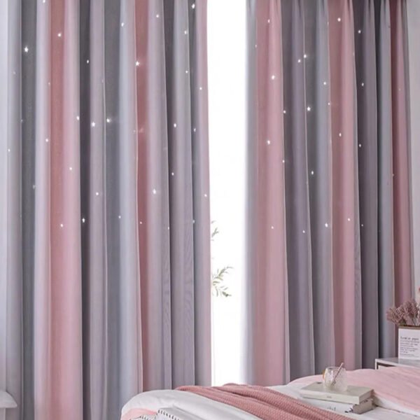 Blackout Kids Curtains for Bedroom Thermal Insulated Silver Twinkle Star Curtains for Boys Antique Grommet Top Window Treatment