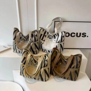 Large capacity canvas bag commuter bag ladies shoulder bag 2024 new fashion letters Tote handbag
