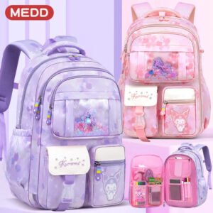Sanrio new product Kuromi sweet elementary school schoolbag girls large-capacity multi-pocket Reduce the burden on schoolbags