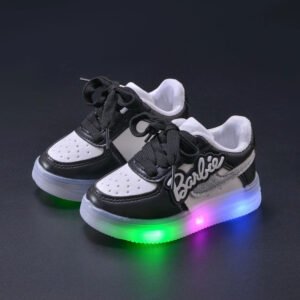 Barbie Shoes New Kids LED Shoes Children Tennis Shoes Girls Luminous Sport Shoes Baby