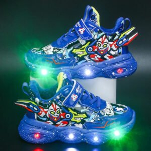 Luminous children's sports shoes for men 2023 spring and autumn new mesh surface breathable lightweight men's shoes  baby shoes