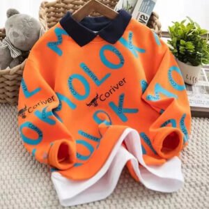 Children's Autumn Collection Boys Sweatshirt New 2023 Korean Style Mid To Large Children Long Sleeve Lapel Polo Shirt Top Jacket