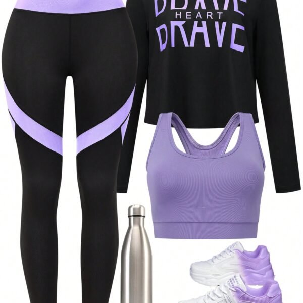 SHEIN Sport Gameset 3Pcs & Graphic Sports Set Gym Clothes Fit Set