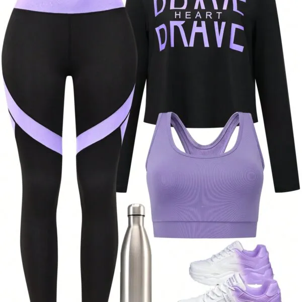 SHEIN Sport Gameset 3Pcs & Graphic Sports Set Gym Clothes Fit Set