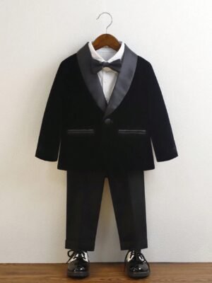 3pcs/Set Young Boy's Suit, Young Boy Formal Wear For School Performance, Party, Including Jacket + Pants + Bow Tie, Gentleman Outfit, Autumn/Winter