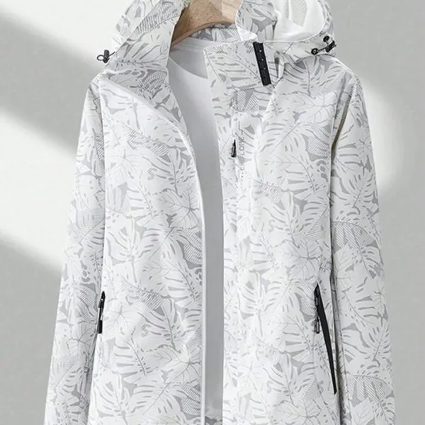 Women's Outdoor Tropical Plant Printed Long Sleeve Sport Jacket, Women's Outdoor Jacket Workout Jacket