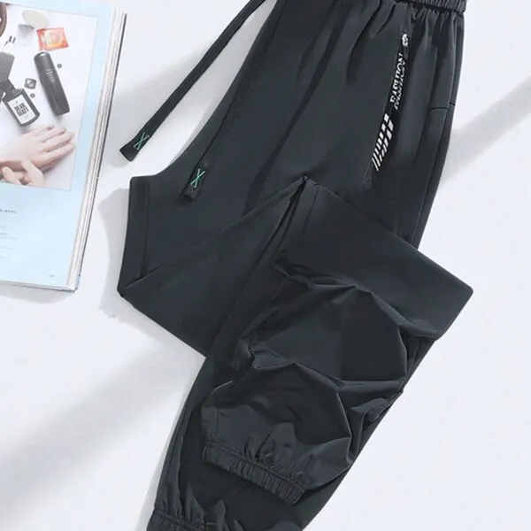 Ladies' High Elasticity Nylon Sports Pants, Summer Quick-Dry Breathable Ice Silk Moisture Wicking Simple All-Match Running Fitness Yoga Sports Pants
