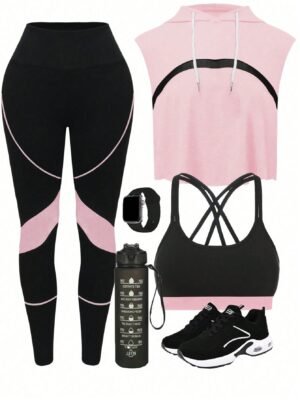 SHEIN Sport Easify Women's Colorblock Patchwork Yoga Workout 3-Piece Set