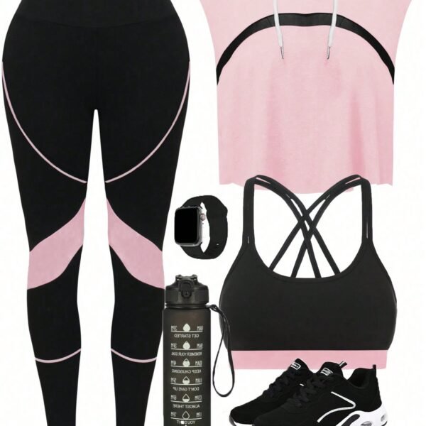 SHEIN Sport Easify Women's Colorblock Patchwork Yoga Workout 3-Piece Set