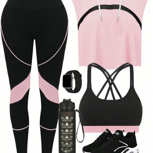 SHEIN Sport Easify Women's Colorblock Patchwork Yoga Workout 3-Piece Set