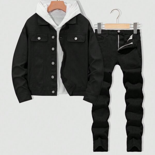 SHEIN Tween Boy Fashion Casual Black Comfortable Boys Thanksgiving Outfit With Elastic Skinny Jeans For Boys Costume Dailywear And Fall/Winter Kids Clothes This Product Is A Single Item And Does Not Include Denim Jackets And Other Jackets