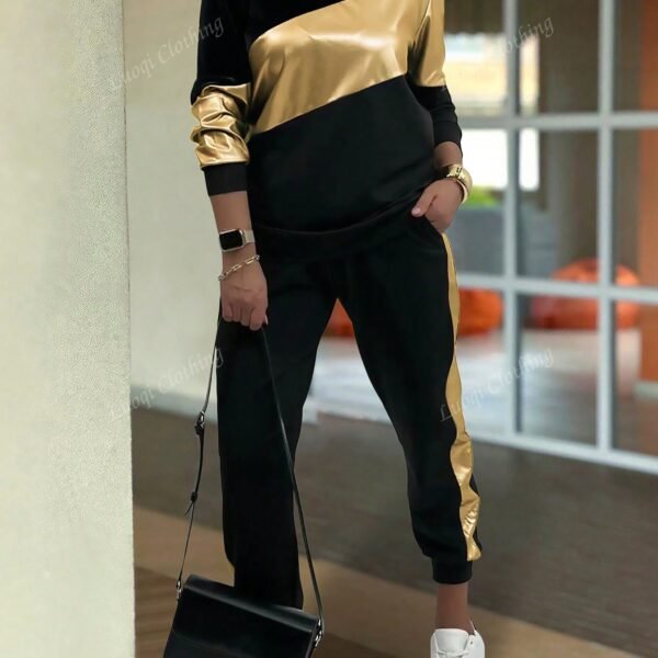 Fashion Spring, Autumn And Winter Best-Seller Long Sleeve Crew Neck Sweatshirt Paired With Versatile Commute Casual Loose Pocket Pants