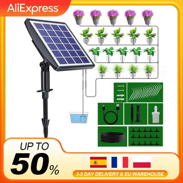 Solar Irrigation Solar Auto Watering System Solar Powered Automatic Drip Irrigation Kit Self Watering Devices with Water Sensor