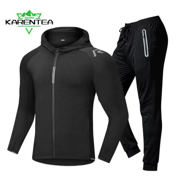 Quick Dry Men's Running Jacket Training Sportswear Set Gym Fitness Compression Sport Suit Jogging Tight Sportswear Clothes Male
