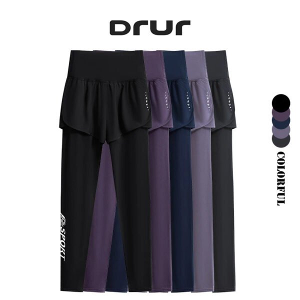DRUR Sporty Leggings Woman Yoga Clothes Soild Color Zipper High Waist Sports Tight Gym Clothes Women Yoga Pants Jogging Trousers