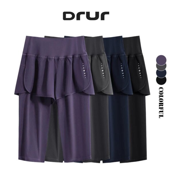 DRUR Sportswear Woman Gym Short Yoga Pants Soild Color High Waist Sports Leggings Women Yogawear Jogger Running Workout Pants