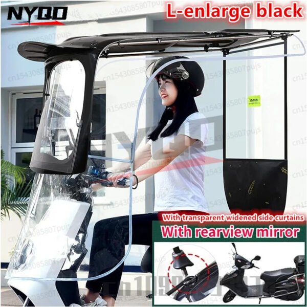 With Rearview Mirror Motorcycle Electric Scooter Enlarge Canopy Rainshed Electric Vehicle Windshield Rainproof Motocycle Covers