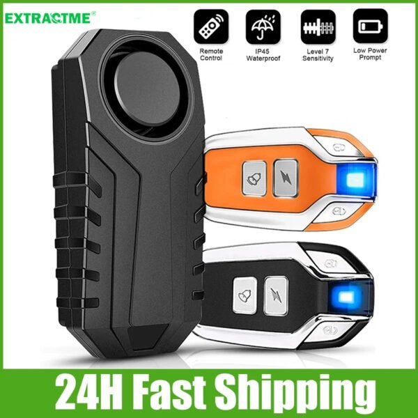 Extractme Wireless Motorcycle Bike Alarm Remote Control 113dB Loud Anti-theft Lock Waterproof Moto Bicycle Security Alarm