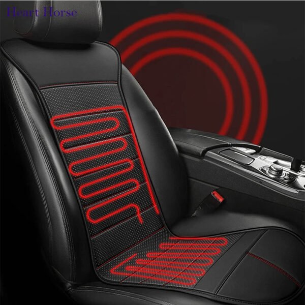 Heart Horse Winter Car Heated Seat Cover 30s Fast Heating Seat Cushion Keep Warm Chair Heater Reduce Stress 12V/24V Universal