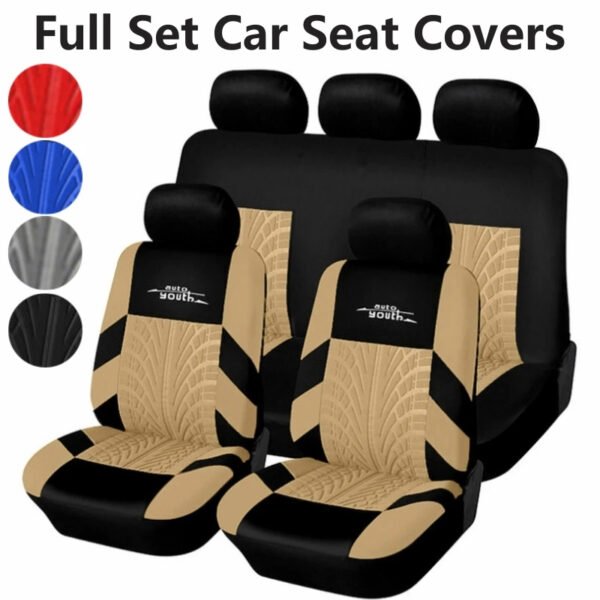 Full Set Car Seat Covers Front Split Rear Bench For Car Universal Cloth SUV Sedan Van Full surround Automotive Interior Covers