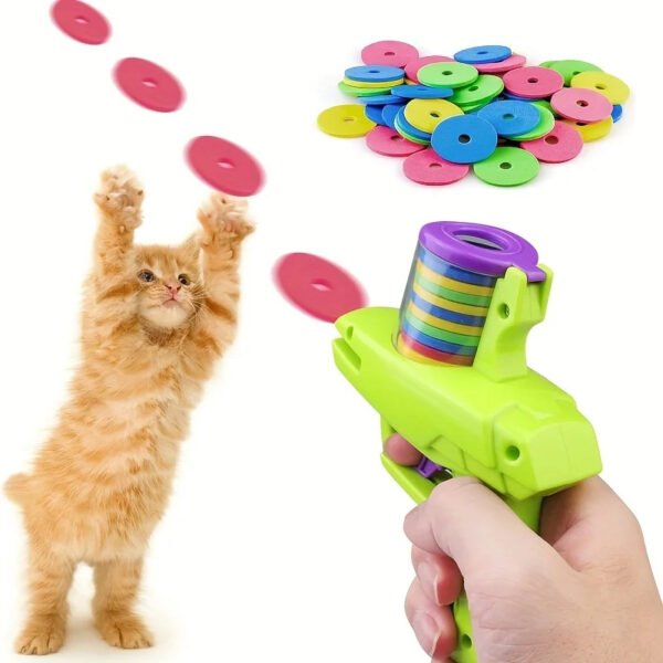 Foam disc interactive cat toy transmitter - battery free, durable plastic, indoor cat game