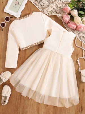 Girls' autumn fashion cute new dress, fluffy princess dress – white