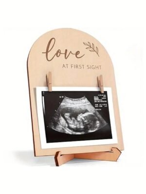 1set Wooden Ultrasound Photo Frame For Pregnancy Announcement Or Baby Birth Decoration Baby Shower Family Decorations Gifts