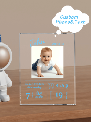 1pc Custom Birth Picture Frame, Personalized Baby Photo Acrylic Picture Frame, Custom Birth Stat Picture Frame, Personalised Newborn Photo Frame, Personalized Baby Shower Gifts, New Baby Gift, For Anniversaries, For Valentine's Day, For Mother's Day, For