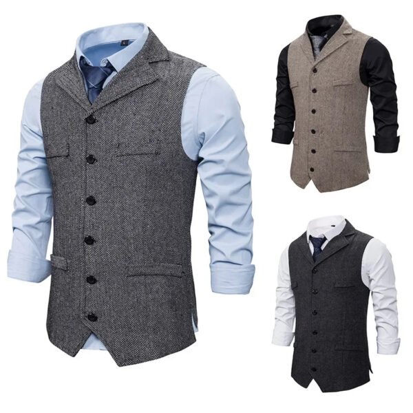 Men's Single-breasted Lapel Vest Jacket Cross-border Amazon Youth Sleeveless Suit Vest Casual Material Other