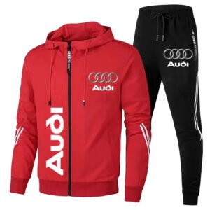 Tracksuit For Men's Audi Brand Printed Sportswear Zip Pullover+Pants 2 Piece Set Casual Fitness Running Sets Suit Men Clothing
